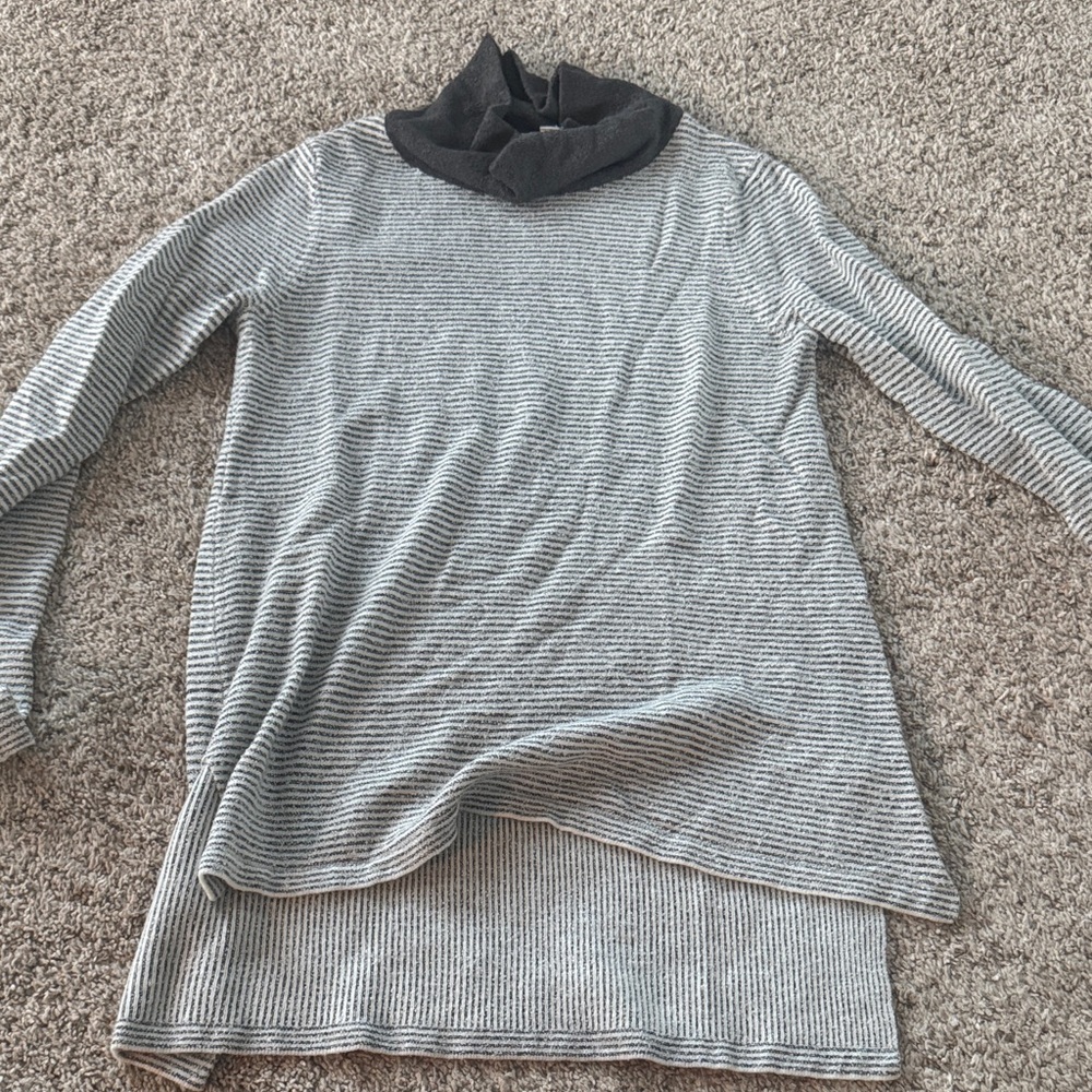 Striped Gray Turtleneck Sweater